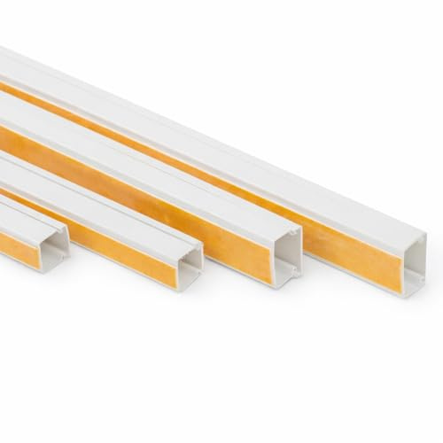 Canaleta para cables de PVC autoadhesiva, 10 metros, color blanco, flexible y adaptable, elegante canal para cables para el hogar y la oficina (10 m, 25 x 16 mm, 10 x 1 m)