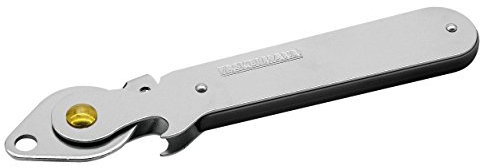 Fackelmann 45514 Hebeldosenöffner mit Kapselheber 15cm aus Nickel/HDPE/Edelstahl, Silber/schwarz, 15 x 8 x 1,5 cm
