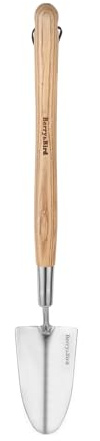 Berry&Bird Stainless Steel Gardening Trowel, 23.43in Ash Wooden Long Handle
