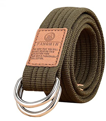 Zonster Unisex Tela Web Cintura Stile Militare Doppio Anello a D Buckle Solid Colore (Verde dell'Esercito)