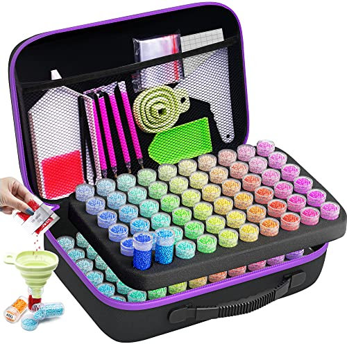 ARTDOT 5D Diamond Art Storage Boxes with 120 Slots, 162pcs Diamond Art Accessories and Tools Kits with Pens for Adults