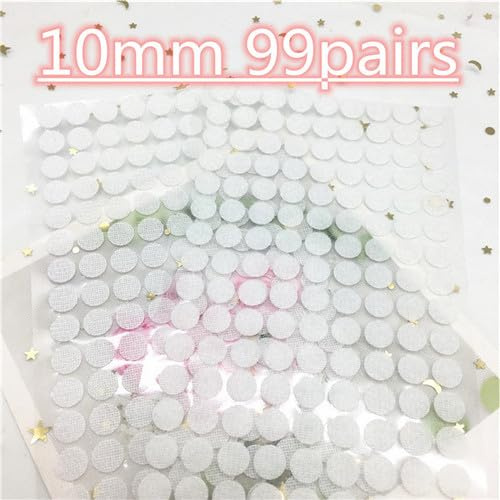 Points autocollants ruban de fixation adhésif 10/15/20/25/30mm Transparent noir blanc colle forte point autocollant étanche crochet boucle ruban ( Color : 10mm white 99pairs , Size : Loop and hook )