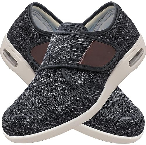POFH Chaussures Orthopédiques Homme Chaussures De Marche Personnes âGéEs Gonflés Arthrite Oedème Swollen Pantoufle Pieds EnfléS AprèS Une Blessure Chaussures OedèMe (Color : Black Gray, Size : 47 EU)