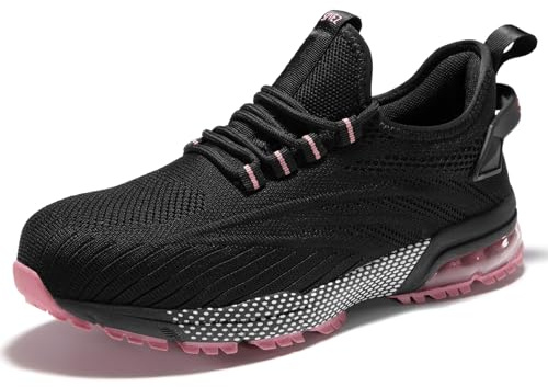 SPIEZ Zapatos De Seguridad para Mujer Ligero Comodas, Negro/Rosa EU38