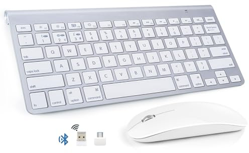 Bluetooth-tangentbord och mus kombo för Mac QWERTY tyst trådlös tangentbordsmus kompatibel med alla Apple MacBook Air Pro iMac iPad (andra generationen)