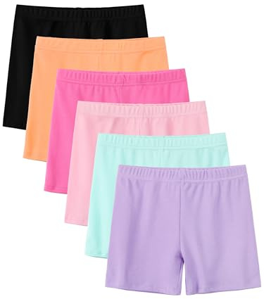 YERIOK 6 Pack Cotton Girls Bike Shorts Girls Shorts Kids Clothes Cartwheel Under Dress Breathable Multi-Color Mixed Color D 5-6Y