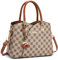 FOLOVEYA Damen Handtasche Elegante PU Leder Henkeltasche Mittelgroße Schultertasche Umhängetasche Wasserdicht Mode Shopper Tasche mit Anhänger für Business Reise Einkaufen Viele Taschen Khaki Orange