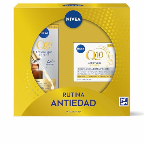 NIVEA Pack Q10 Antiarrugas Rutina Antiedad Crema de Día (1 x 50 ml) + Sérum Doble Acción (1 x 30 ml) - Tratamiento Reafirmante, Antiarrugas - Piel Seca, Mixta, Normal - 80 ml