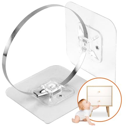 WRICHEAR 40 Packs Adhesive Furniture Anchors, Baby Proofing Anti Tip Furniture Straps Kit, No Drill Adjustable Child Safety Furniture Wall Anchors for Dresser,Bookshelf,Cabinet,Floor Lamp,Mirror