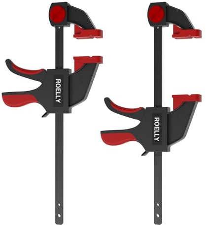 ROELLY 2-Piezas Sargentos de Barra, Sargentos Carpintero,Sargentos para Madera, Alcance de 200 mm, Rango de Estiramiento de 400 mm, Fuerza de Sujeción de 71 kg, La Producción de Madera