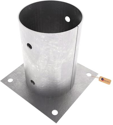 GeZu Impex® Postbas 121 x 121 mm varmförzinkad uppsättning av 4 runda staketstödfästen däckhållare pergola paviljong bas bult down-sko