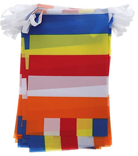 COLLBATH Bandiera Buddista Tibetana a Cinque Tinte Bandiera Di Preghiera Decorazione Per Luogo Di Mensola