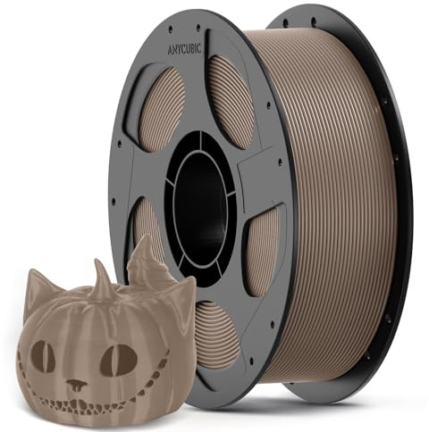 ANYCUBIC PLA Filamento per Stampante 3D, Filamento di Stampa Intelligente Identificazione Intelligente, Bobina Rimovibile e Riutilizzabile, Dimensioni +/- 0,02 mm, Marrone, 1KG