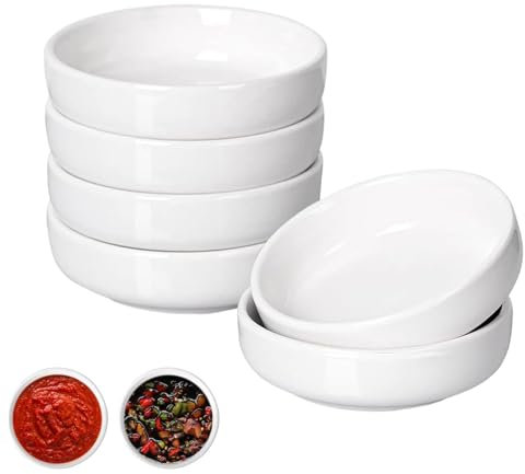 ClcIosis 6 Stück Kleine Schälchen Für Dips Dipschälchen Set, Snacks & Saucen Ideal Für Pommes, Sushi & Fingerfood Stapelbare Snackschalen Aus Porzellan Dip Schalen Set Für Beilagen, Ketchup