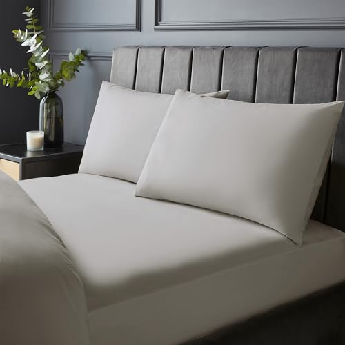 Silentnight Pure Cotton Fitted Sheet - Cool Soft Touch 200 Thread Count - Extra Deep 40cm Bed Mattress Sheet - Breathable 100% Cotton - Elasticated Corners, Machine Washable, Light Grey, King