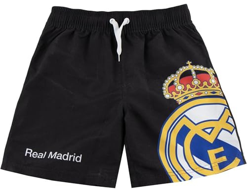 Bermuda de Baño Real Madrid para Niños, Pantalón de Natación Oficial y Secado Rápido | Bañador Infantil con Escudo del Club para Playa y Piscina