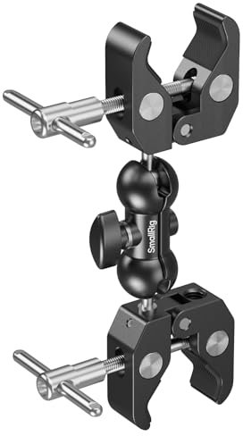 SMALLRIG Verstellbare Doppelklemmhalterung, Doppelkopf 15–40 mm Anti-Rutsch-Klemme, 1,5 kg Klemme aus Aluminiumlegierung für Fotobeleuchtung/Stativ/Studio – 5331