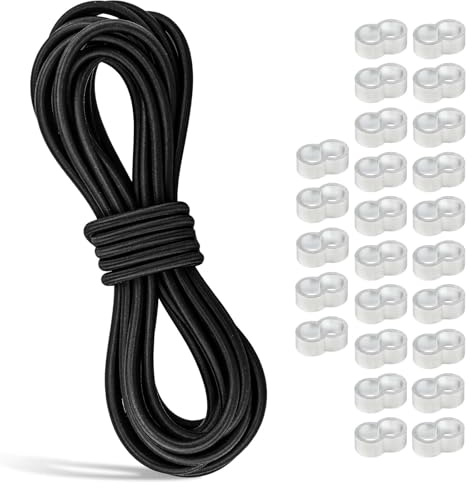 Corde en caoutchouc 8 mm 10 m avec 25 pinces étrangleuses - Cordon élastique pour bâche de remorque, camping, voile