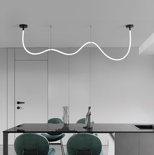 Lampada a sospensione LED regolabile da 300 cm con tubo in silicone e telecomando - 3 temperature di colore (3000K-6000K), 68 W, design flessibile per camera da letto, soggiorno e spazi commerciali