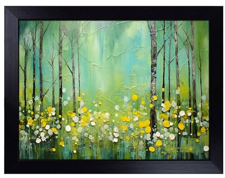 Cushioned Lap Tray with Bean Bag Base for Laptop & Eating – Spring Forest Abstract No.3 Design | Padded Lap Desk for Sofa, Bed & Work | Portable TV Dinner & Breakfast Tray, Easy Clean Surface