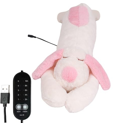 Siuwddee Almohadilla Térmica De Peluche para Perro - Peluche Canino Calentable,Cojín Eléctrico con USB Apagado Automático Temperatura Ajustable para Abdomen Espalda Cuello - para Hombros Cuello