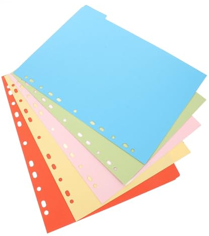 TOGEVAL Divisori di Indice Staccabili in Carta per Planner e Notebook, 5 Fogli Colorati per Organizzare Raccoglitori ad Anelli Pagine Separatrici Funzionali