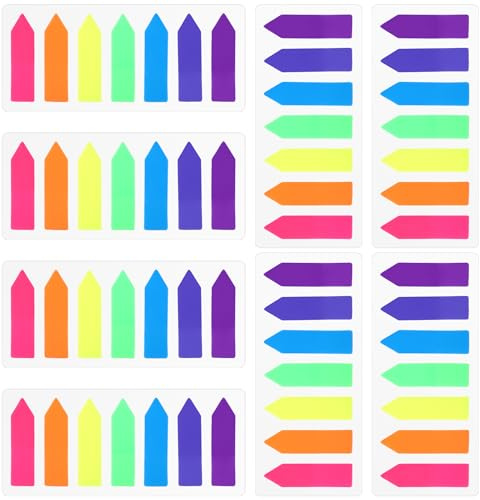 8 Set Neon Sticky Book Tabs, 1120 PCS Arrow Sticky Tabs Page Markers, 7 Color Small Annotation Page Markers Tabs, Writable Notes Labels for Annotating Books
