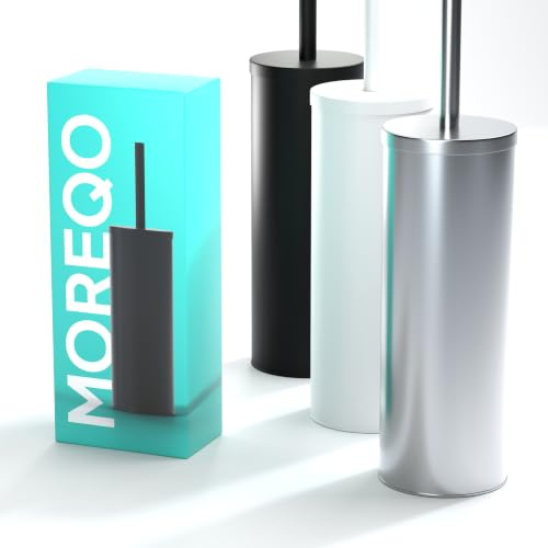 MOREQO - Escobilla de Baño Plata Mate - Elegante Escobilla con Mango de Acero Inoxidable – Escobilla de Inodoro Anticorrosión – Set de Cepillos de Calidad