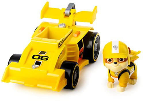 PAW PATROL - Race & Go Deluxe Basis Fahrzeuge mit Figur (Ready, Race, Rescue) - Sortiert - Zufallsauwahl des Charakters