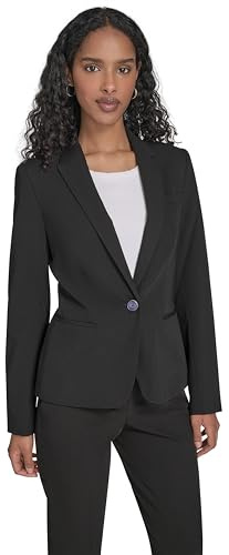 Tommy Hilfiger Damblazer, affärsjacka med smickrande passform och stängning med en knapp, Svart, 34