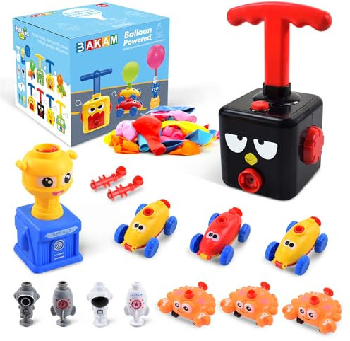 BAKAM Power Balloon Car Toy for Kids, Balloon Launcher Car Toys Set for Kids Science Toy, Inflatable STEM Balloon Pump Cars Racer Kit for Boys Girls (Black Bird)