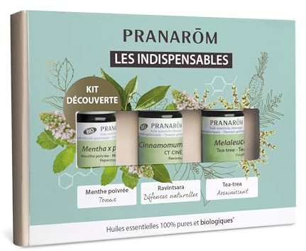 Pranarôm Coffret Les Indispensables Huiles Essentielles - Tea tree, Ravintsara, Menthe Poivrée - 3 x 5 ml