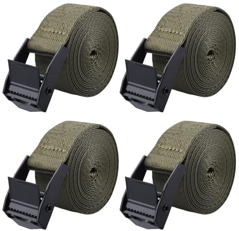 Azarxis Cinghia di fissaggio Capacità di carico 200 kg, cinghia a cricchetto Larghezza 25 mm Cinghia di fissaggio per trasporto, merci, bagagli, campeggio (02 Verde, 2m)