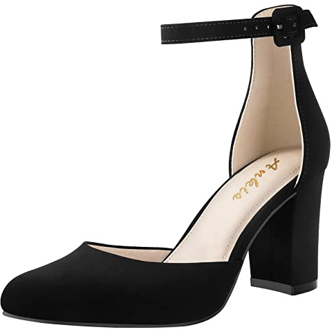 Ankis Closed Toe Heels for Women -Black Womens Heels Closed Toe Chunky Block Pumps Shoes, 3 Inch