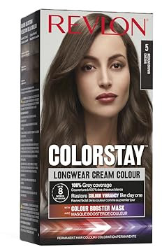 Revlon ColorStay Longwear Cream Hair Color, Colorazione Permanente, Ultra-Nutriente, Senza Siliconi E Oli Minerali, Copertura Capelli Bianchi, Fino A 8 Settimane - 5 Castano Chiaro, 165ml