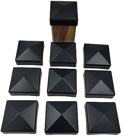Lot de 10 capuchons de clôture de 90 mm - En pyramide - Anthracite - Pour poteaux de 9 x 9 cm (stabilisé aux UV/fabriqués en Allemagne)