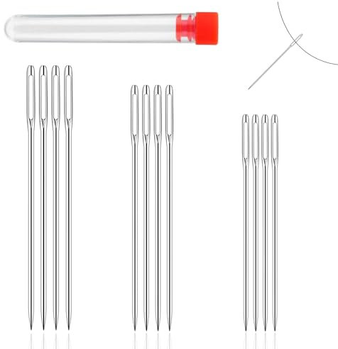 12PCS Aghi per Cucire a Mano, Grandi Aghi per Gli Occhi con Bottiglia Trasparente, 3 Taglie, Grandi Aghi per Gli Occhi, Aghi da Lana per Maglieria Cucito per Progetti di Pelle Aghi da rammendo 12 pz