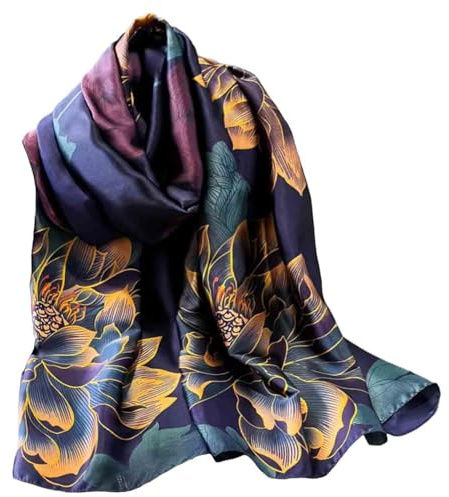 Acotavie Scarfs for Women Dressy Fashion Scarves Long Floral Pattern Scarf Lightweight Sunscreen Shawls (C002 Purple)