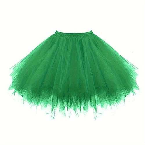 Boolavard Adult Women 80's Tutu Skirt Layered Tulle Petticoat Halloween Tutu (US, Alpha, XX-Large, 3X-Large, Regular, Regular, Dark Green)