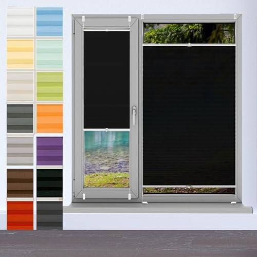 Tenda Plisse con Foratura Plissettata 30 x 50 cm, Protezione da Sole e Indiscreti, Tenda Avvolgibile Oscurante, Tende Senza Foratura, per Finestre, Nero
