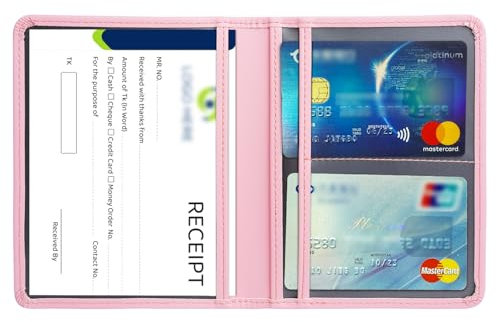 URAQT Fahrzeugschein Hülle, Card Wallet Ultradünne, KFZ Schein Unisex mit Kartenfächern, Kartenhülle Reisepasshülle für KFZ Fahrzeugschein, Ausweis, Karten Rosa PU