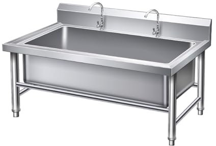 Evier utilitaire acier inoxydable avec robinet, évier sol pour vadrouille/évier bassin avec drainage d'évier - Bassin service vadrouille autoportant pour cuisine commerciale, restaurant, entreprise(12