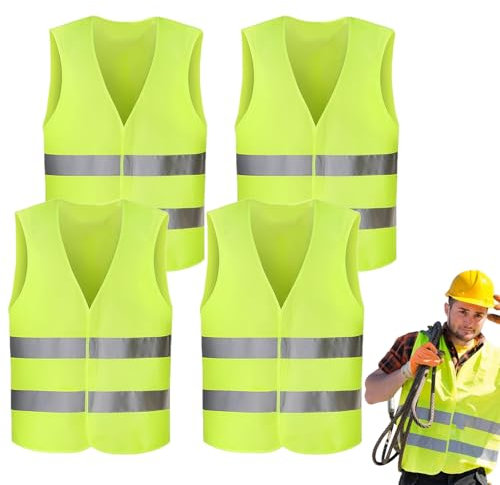 Cimown 4 Stk Warnwesten Auto Warnweste Pannenweste Reflektierende Warnwesten Sicherheitsweste Waschbar Universal Größe Auto, Pkw, LKW
