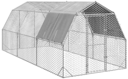 vidaXL Hönsgård med tak 2,5x6x2,25 m galvaniserat stål