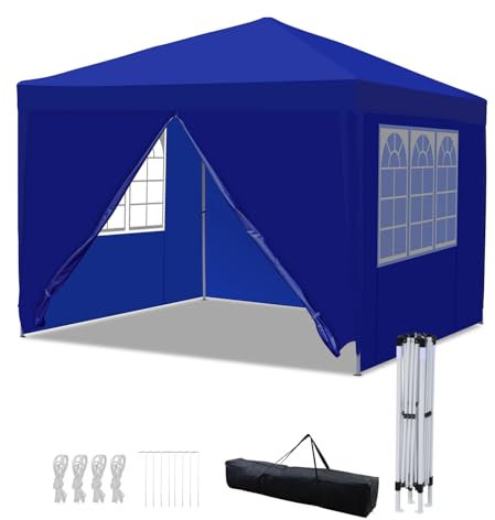 Hebitod Pabellón 3x3 impermeable estable resistente al invierno, Pop-up Pabellón con 4 partes laterales, Pabellón de jardín ajustable en altura, tienda de jardín, tienda de fiesta, Garten Camping,
