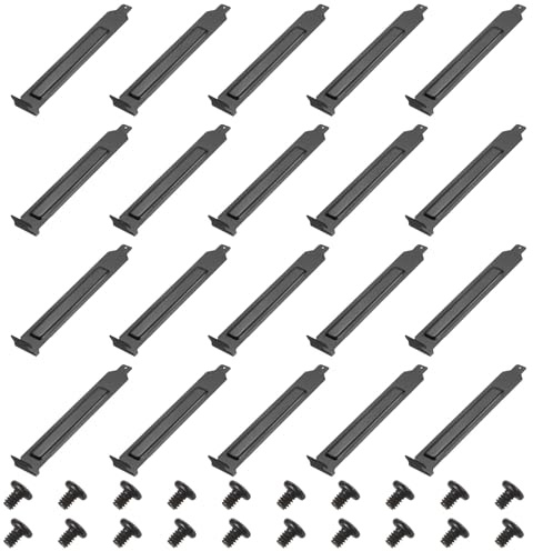 PATIKIL PCI Slot Cover Dust Filter 12 x 1.9cm, 20 Pcs Steel Dustproof Blanking Plate Ventilation Deflector Bracket Expansion Blank Plate with Screws for PC Computer Cases, Black
