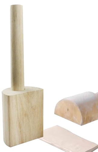 Mazo de madera | Mazo de cerámica hecho a mano - Agarre cómodo | Paleta de acabado de cerámica | Accesorios de herramientas para cocina, trabajo de cuero, proyectos de manualidades
