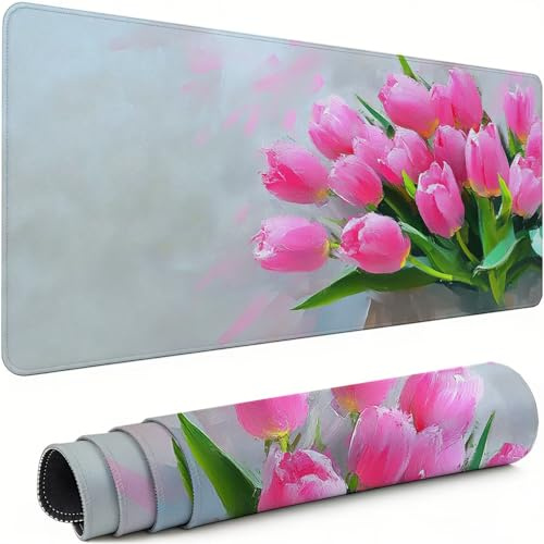 Tapis de Souris XXL Beige 600x300x3mm Antidérapant Rubber Base Tapis de Souris Gamer Rose Précision Compatible Toutes Mouse, Revêtement Doux Imperméable Protege Bureau pour Home Bureau Gaming xg-782