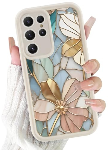 Xylota Fodral för Samsung Galaxy S26 Ultra, estetiska blommor mode mönster motiv design beige silikon mobilskal, mjuk tunn TPU söt stötsäker reptålig fodral skyddsfodral för Samsung S26 Ultra 6,9 tum