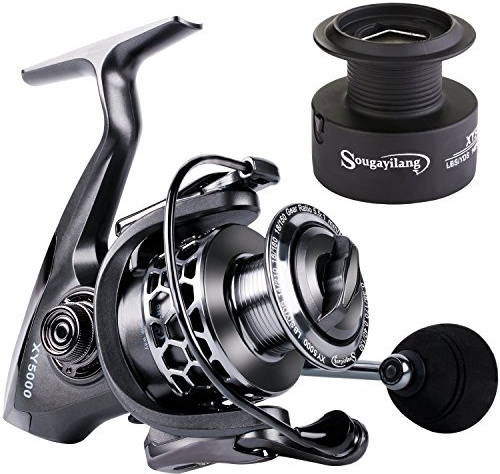 Sougayilang Moulinet de pêche 13 + 1BB léger en Aluminium Ultra Lisse avec Bobine de Rechange en Graphite (XY3000)